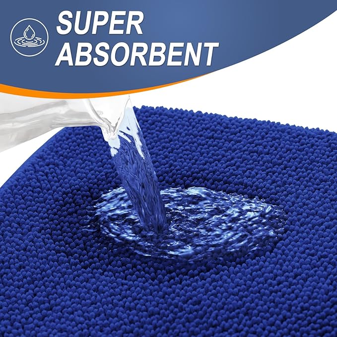 OLANLY Thick Memory Foam Bath Mat Rug 30x20, Extra Soft Absorbent Bathroom Rug, Quick Dry Bath Mats, Non-Slip, Machine Washable Carpet for Bathroom, Tub and Shower, Home Decor Accessories, Royal Blue