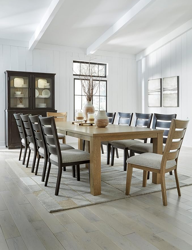 Signature Design by Ashley Galliden Urban Armless Upholstered Dining Chair, Set of 2, Black & Light Gray