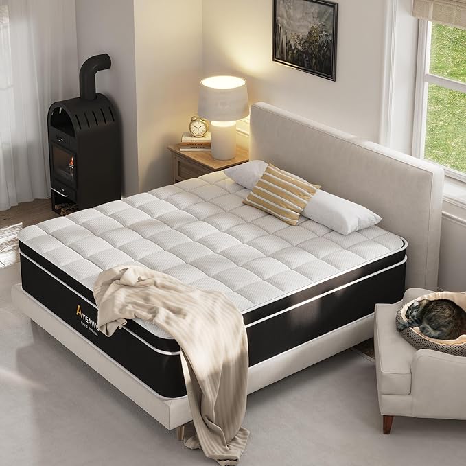 Firm Queen Mattress, 12 Inch Gel Memory Foam Hybrid Mattress Queen Size with Pocket Springs, Pressure Relief & Motion Isolation, Upgraded Support Bed in a Box, 365-Night Trial, CertiPUR-US