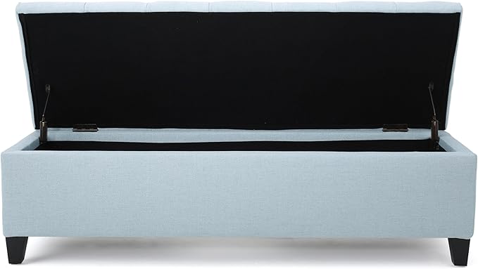 Christopher Knight Home Ottilie Fabric Storage Ottoman, Light Sky, Dimensions: 17.50 inches deep x 51.00 inches wide x 17.00 inches high.