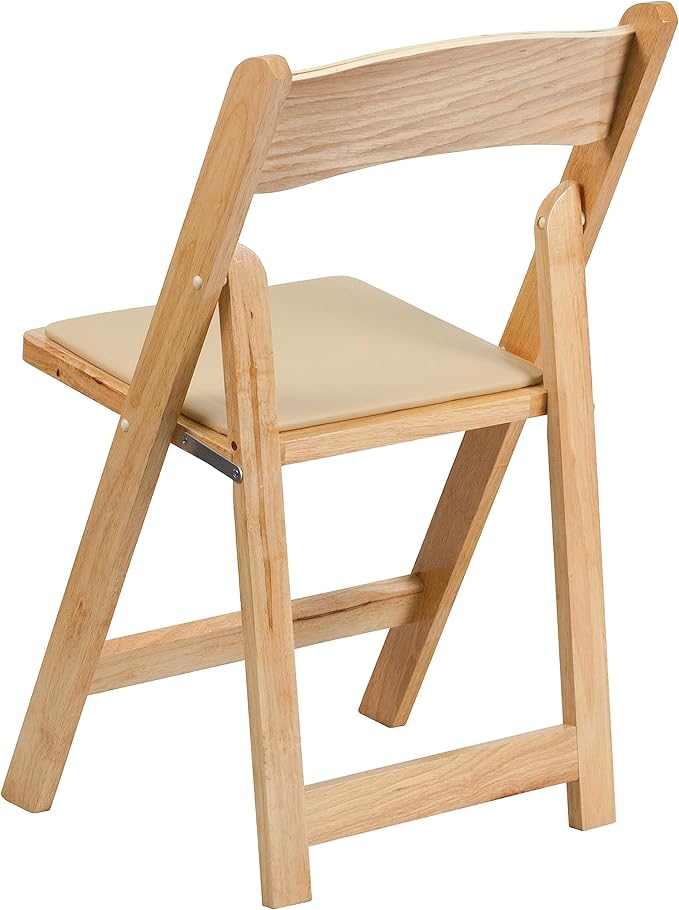Flash Furniture Hercules Series Beechwood Folding Event Chairs with Padded Seats, Modern Wooden Folding Banquet Chairs, Set of 4, Natural