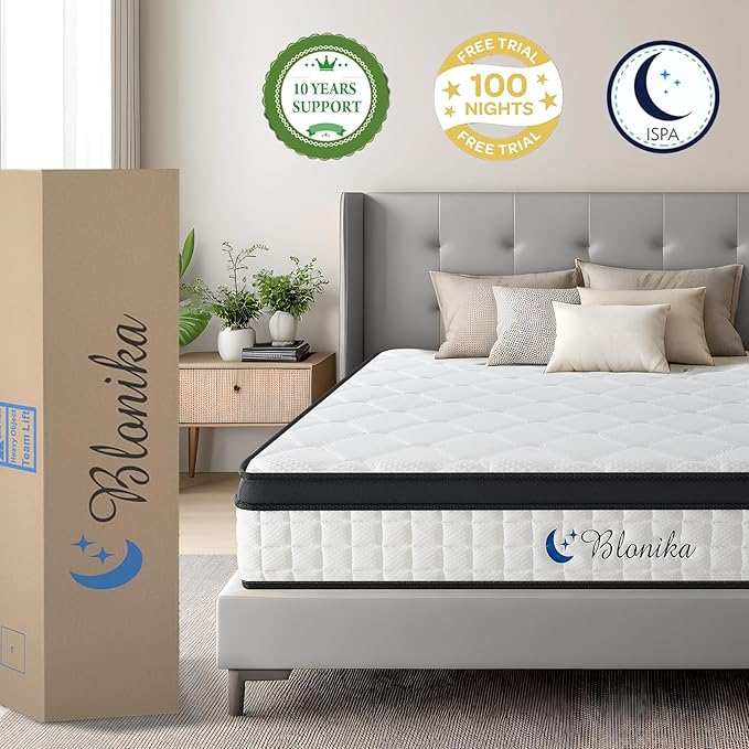 Full Size Mattress, 10 Inch Full Mattress in a Box, Medium Firm, Memory Foam with Individual Pocket Spring for Pressure Relief & Motion Isolation, Strong Edge Support