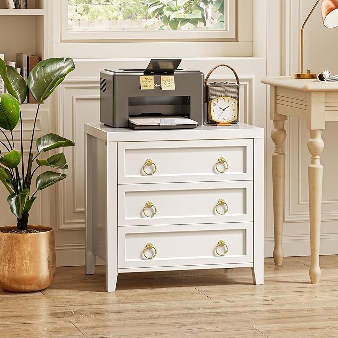 Huuger Paint Night Stand with Charger Station and USB-C Port, 3 Drawer Nightstands Set of 2, Larger Wider Bedside Table, Modern End Table, for Bedroom, White Nightstand