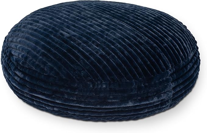 Jaxx 6 Foot Cocoon - 2-in-1 Convertible Bean Bag Bed & Large Bean Bag Chair for Adults, Premium Luxe Faux Fur - Mondo Midnight Blue