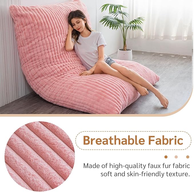 BYBYME 3 in 1 Bean Bag Chairs, Bean Bag Bed for Adults High-Density Foam Filling, Convertible Sofa Bed Faux Fur, Giant Bean Bag Chairs for Adults