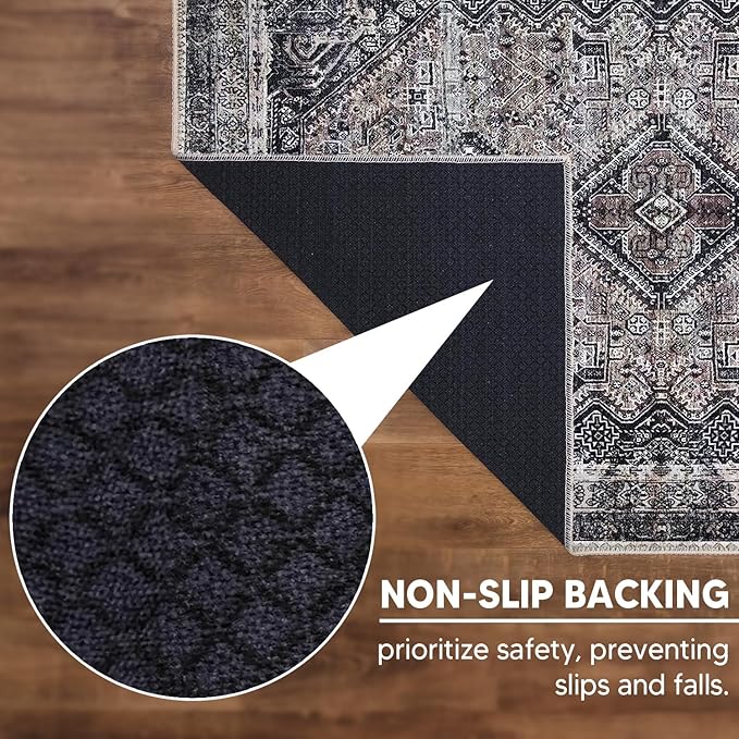 Keen Home Design 3x5 Rug - Machine Washable Entry Rug with Non-Slip Backing, Ideal for Enteryway, Kitchen, Bathroom, Laundry Room - Vintage, Easy Clean, Durable, Low Pile Rug - (3' x 5')