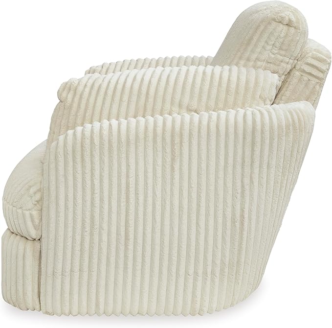 Signature Design by Ashley Tie-Breaker Contemporary Manual Press-Back Swivel Glider Rocker Recliner with 2 Bolster Pillows and Hidden Storage, White