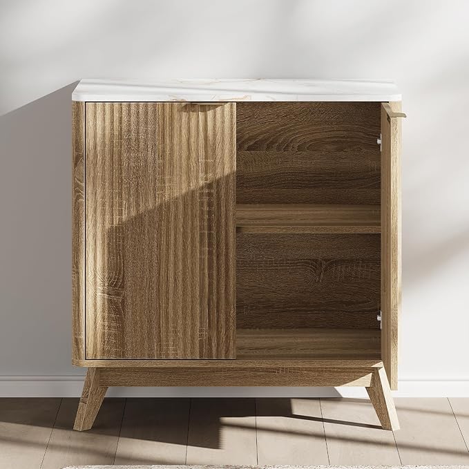 Buffet Cabinet with Storage, Fluted Multifunctional Storage Cabinet with 2 Doors, Sideboard Cabinet with Doors Modern Buffet Table Accent Coffee Bar Console Table,fluted buffet cabinet