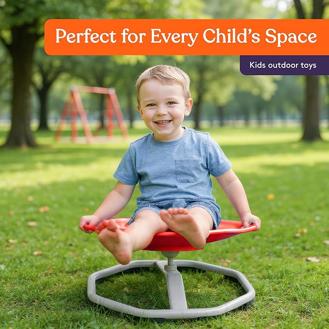 Special Supplies Spinning Chair for Kids- Versatile Kids Sit and Spin Sensory Chair for Training Body Coordination - Sensory Swivel Chair for Playroom, Bedroom, or Nursery (Red)