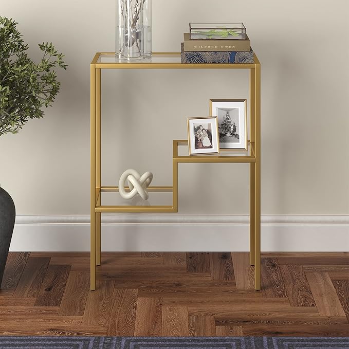Henn&Hart 22" Wide Rectangular Console Table in Brass, Entryway Table, Accent Table for Living Room, Hallway