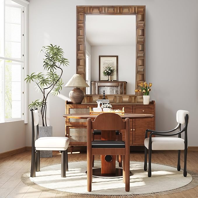 22x30 Inch Farmhouse Rectangular Wall Mirror, Rustic Wooden Frame Decorative Mirror for Bathroom Vanity, Bedroom, Living Room & Entryway – Vertical or Horizontal Hanging