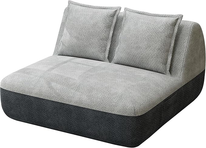 Hobestluk Small Sofa Couch Lounge Sofa Chair for Living Room, Comfy Memory Foam Couch, Mini Sofa with Side Pocket for Living Room, Bedroom (Grey+Light Grey)