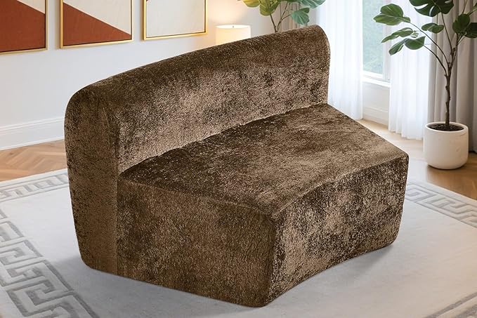 Homguava Modular Sectional Sofa, Memory Foam Couch Single Sofa Chair with Deep Seat, Modern Upholstered Sofa Couches for Living Room Apartment Office, No Assembly Required, Brown