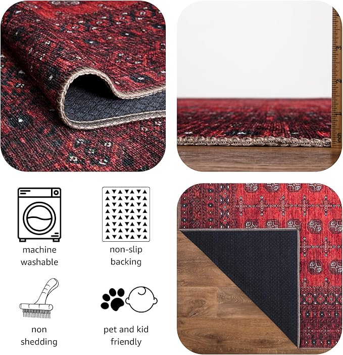 Keen Home Design 4x6 Rug - Machine Washable Area Rug with Non-Slip Backing, Ideal for Living Room, Dining Room, Bedroom - Vintage, Easy Clean, Durable, Low Pile Rug - (4' x 6')