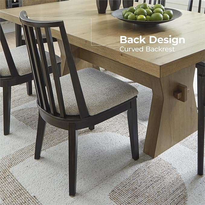 Signature Design by Ashley Galliden Urban Upholstered Armless Dining Chair, Set of 2, Black & Light Gray