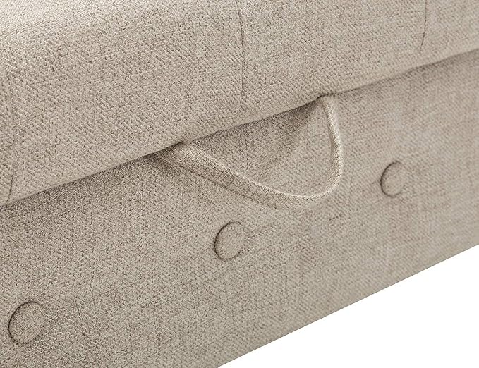 Awonde Upholstered Storage Bench with Arms Ottoman Bench for Bedroom Entryway Living Room Khaki