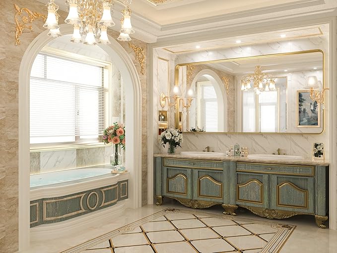 TokeShimi 72x36 Inch Gold Bathroom Vanity Mirror for Wall Rectangle Mirror with Non-Rusting Aluminum Alloy Brushed Matte Metal Frame for Modern Minimalist Farmhouse Home Decor (Horizontal/Vertical)
