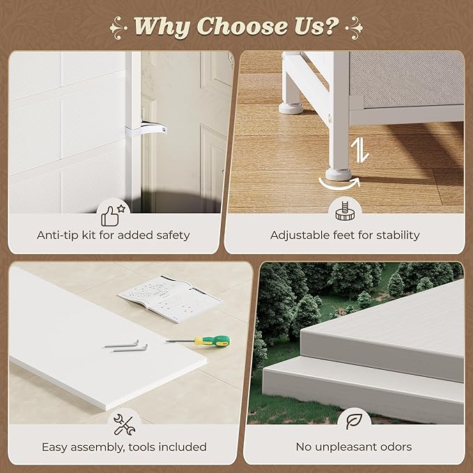 Huuger 70 Inch White Dresser for Bedroom, TV Stand for 65, 75, 80 Inch TV, 13 Fabric Drawer Long Dresser, Wide Chest of Drawer, Storage Units for Bedroom