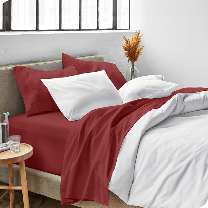Bare Home Full Extra Long Sheet Set - 1800 Ultra-Soft Microfiber Full XL Bed Sheets - Double Brushed - Deep Pockets - Easy Fit - 4 Piece Set - Bed Sheets (Full XL, Rosewood)