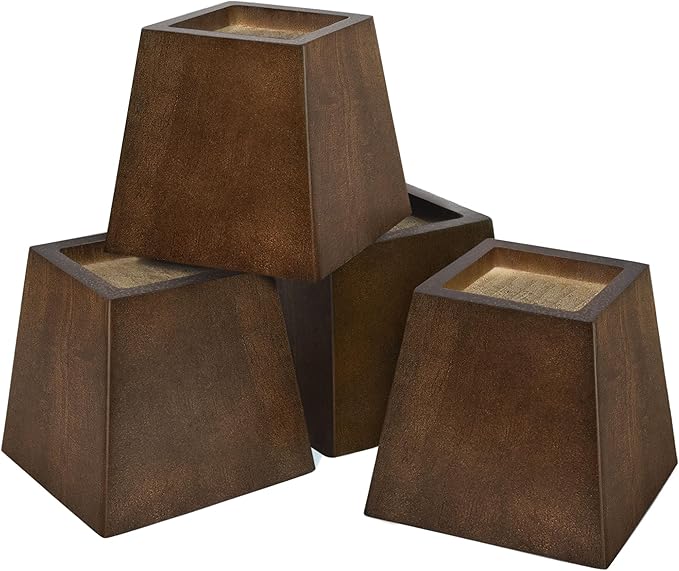 Sopicoz Wooden Furniture Risers Tapered Bed Risers (Brown 4pcs, 3 inch Pyramid)