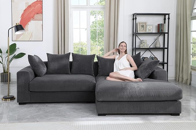 Evan L Shape sectional Sofa for Living Room, Apartment, Bedroom, Office