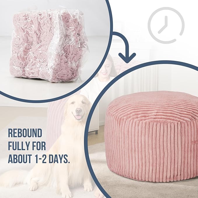 4ft Bean Bag Chairs for Adults Large Beanbag Chair with Stripe Plush Cover Big Bean Bag Chair for Living Room Bedroom Dorm Office