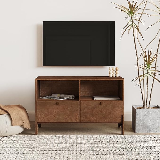 Sebastack TV Stand, Expandable Television Stand, Customizable Coffee Table with Drawer, Entertainment Center and Media Console with Storage for Living Room, Bedroom, 31 inch Walnut Color (1 pcs)