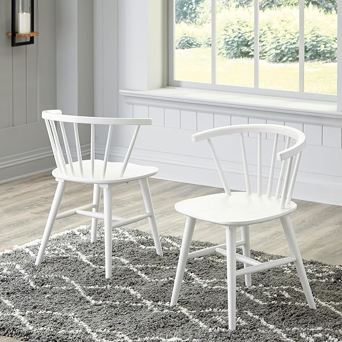 Signature Design by Ashley Grannen Modern 18" Spindle Back Dining Chair, 2 Count, White