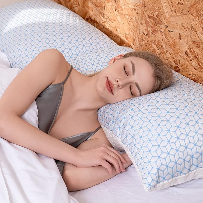 Shredded Memory Foam Pillows King Size Set of 2, Cooling Pillow Firm and Soft Adjustable for Side Back Stomach Sleepers