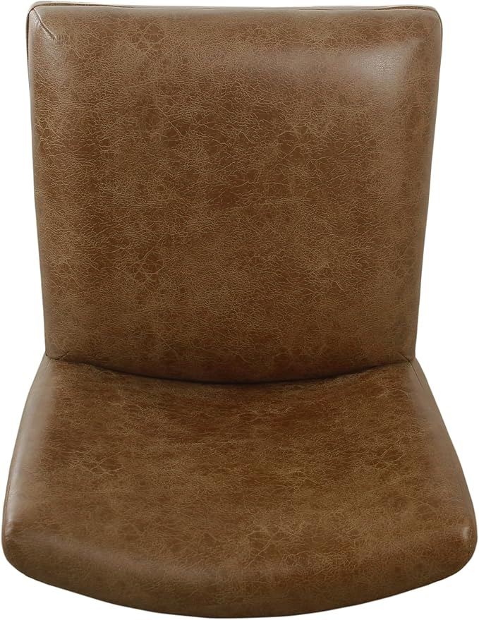 HomePop by Kinfine Fabric Upholstered Parsons Leatherette Counter Height Barstool Chair - 24-Inch, Distressed Brown Faux Leather(Single Pack)