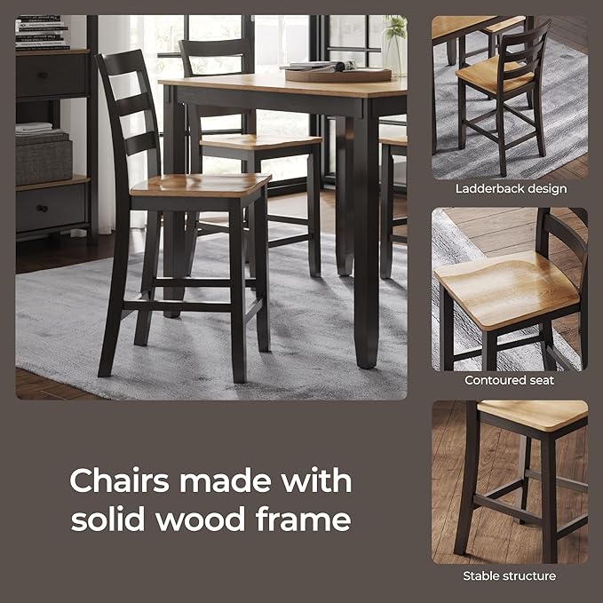 Signature Design by Ashley Gesthaven Solid Wood Frame Counter Height Barstool, Set of 2, Natural/Brown