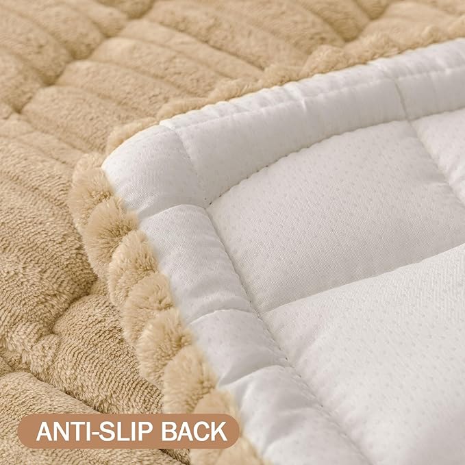 Smiry Couch Cover for Dogs Washable, Non Slip Fuzzy Pet Couch Covers for 3 Cushion Sofa Pet Friendly, Thick Soft Sofa Slipcovers Cushion Protector (Camel, 27.6" x 70.9")