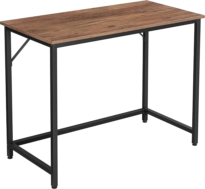 VASAGLE Computer Desk, Office Work Desk, for Small Spaces, 19.7 x 39.4 x 29.5 Inches, Industrial Style, Metal Frame, Hazelnut Brown and Black ULWD041B03
