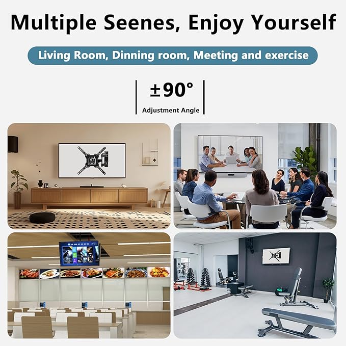 Full Motion Wall Mount for 32-60 Inch Screens, Swivel, Tilt & Extend, Articulating Mount Bracket for LED LCD OLED 4K Displays Up to 77 lbs, VESA 400x400, Space-Saving Adjustable Wall Mount