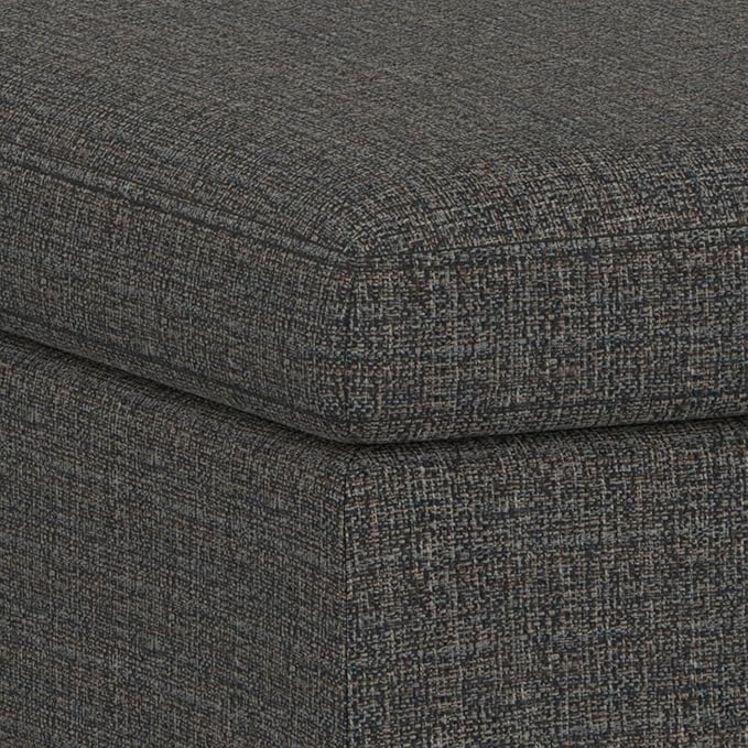 SIMPLIHOME Owen 36 inch Wide Mid Century Modern Square Coffee Table Storage Ottoman in Ebony Tweed Look Fabric, Assembled, for the Living Room, Entryway and Family Room