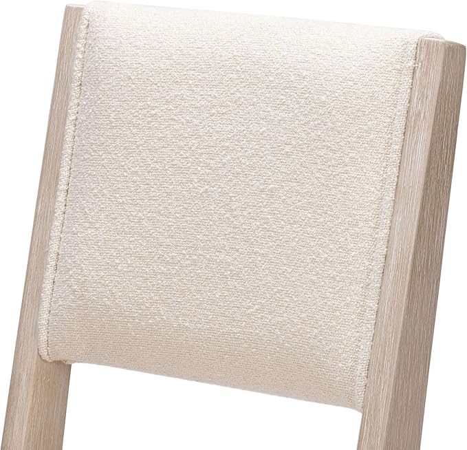 Plank+Beam Sereno Bar Stool, 30", Set of 2, Sturdy Wood Modern Kitchen Bar Height Stool, Upholstered Cushion Bar Chair with Back, Antique White/Ivory