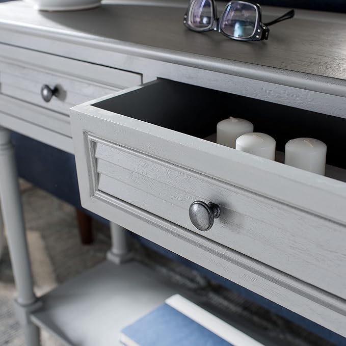 SAFAVIEH Home Collection Tate Distressed Grey 2-Drawer Bottom Shelf Console Table CNS5720C