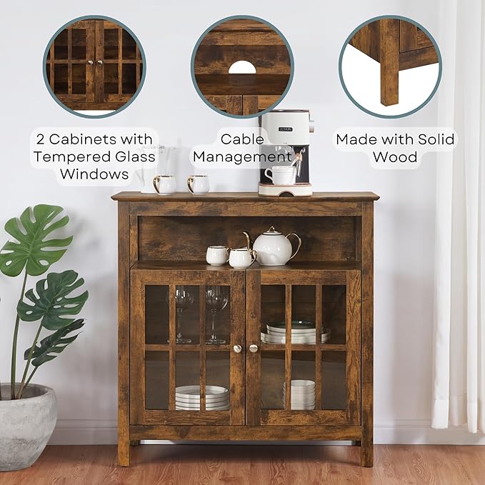 Convenience Concepts Big Sur Highboy Stand 36" Modern Entertainment Center for TVs up to 40", Storage Cabinet for Dining, Living, & Family Room, Console Hall Table with Shelves, unspecified, Barnwood