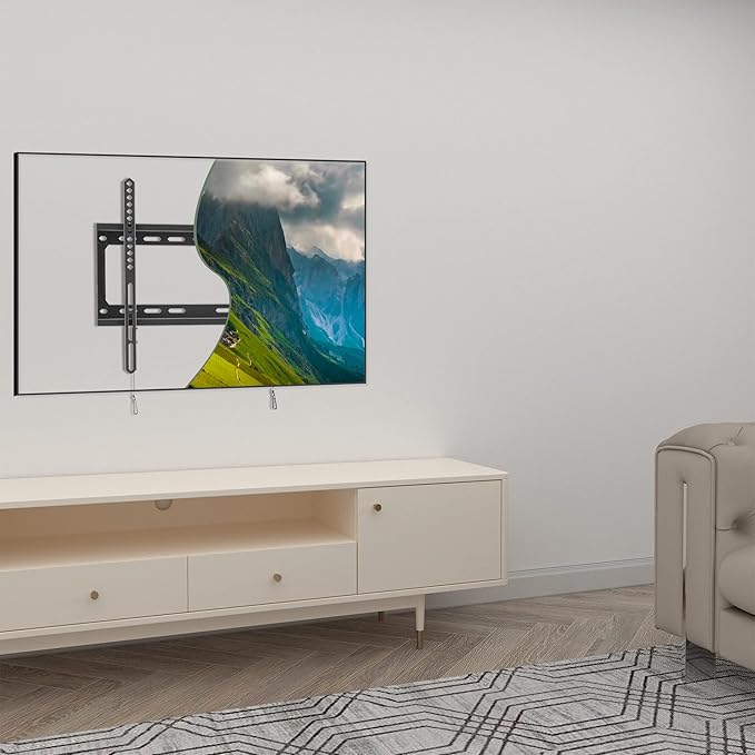 Fixed TV Wall Mount for Most 26-60 Inch Screen, Low Profile TV Mount with Quick Release Lock, Ultra Slim Wall Mount Bracket, Max VESA 400x400mm, Holds up to 99 lbs, up to 16”Wood Studs