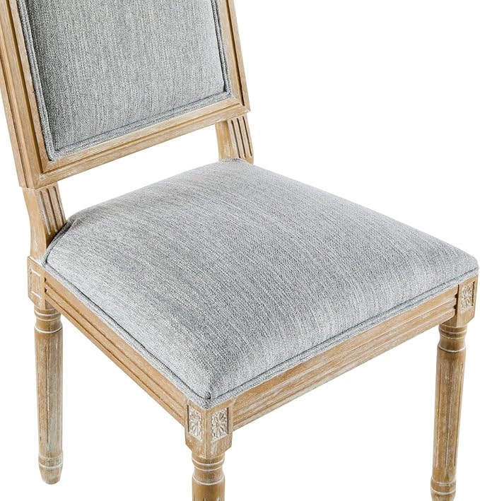 Merax Upholstered Solid Wood Dining Chairs Set of 2, French Country Style Accent Side Seating Furniture for Kitchen, Living Room, Cushioned Back, Grayish Green