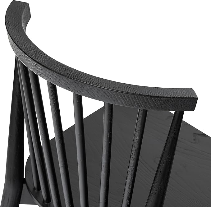 POLY & BARK Ligna Dining Chair Oak – Mid-Century Inspired Chair with Sculpted Spindle Back – Solid American Walnut Frame and Engineered Wood Veneered Seat – Fully Assembled and Ready to Use