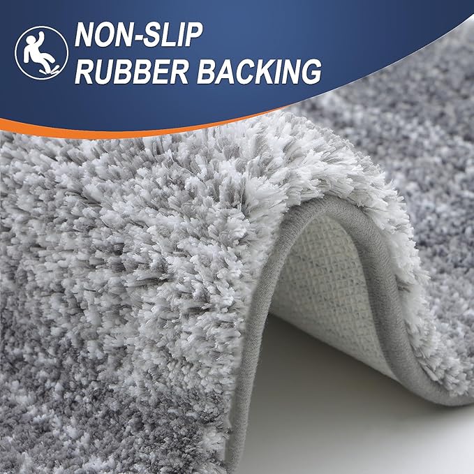OLANLY Bathroom Runner Rugs 59x17, Extra Soft Absorbent Microfiber Bath Rugs, Rubber Backing, Quick Dry, Machine Washable Bath Mats for Bathroom Floor, Tub and Shower, Home Decor Accessories, Grey