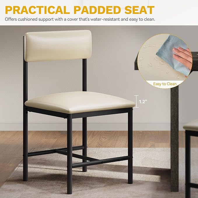 DWVO Dining Room Chairs Set of 4 White Modern Upholstered Dining Chairs Faux Leather Restaurant Chairs with Metal Legs for Living Room Kitchen 4 Pack, White
