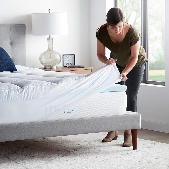 LUCID 4 Inch Down Alternative and Gel Memory Foam Mattress Topper - Three Toppers In One - King , White