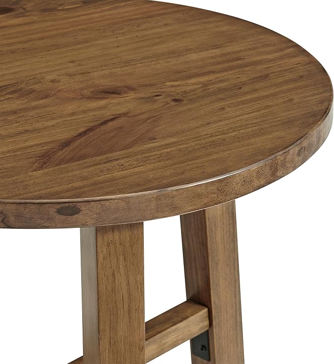 Alaterre Furniture Side Table - Newbury Collection 20-Inch Round End Table or Nightstand - Solid Wood Farmhouse Accent Furniture (Pecan Finish)