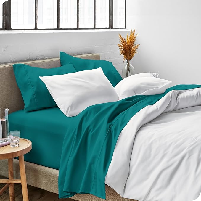 Bare Home Twin Sheet Set - 1800 Ultra-Soft Microfiber Twin Bed Sheets - Double Brushed - Deep Pockets - Easy Fit - Extra Soft - 3 Piece Set - Bedding Sheets & Pillowcases (Twin, Emerald)