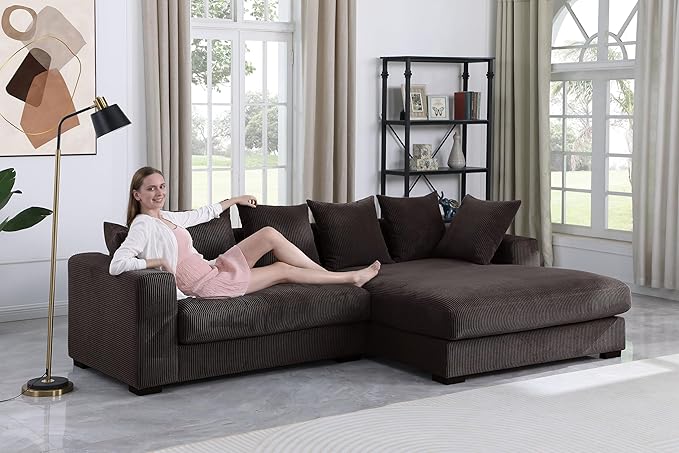 Evan L Shape sectional Sofa for Living Room, Apartment, Bedroom, Office