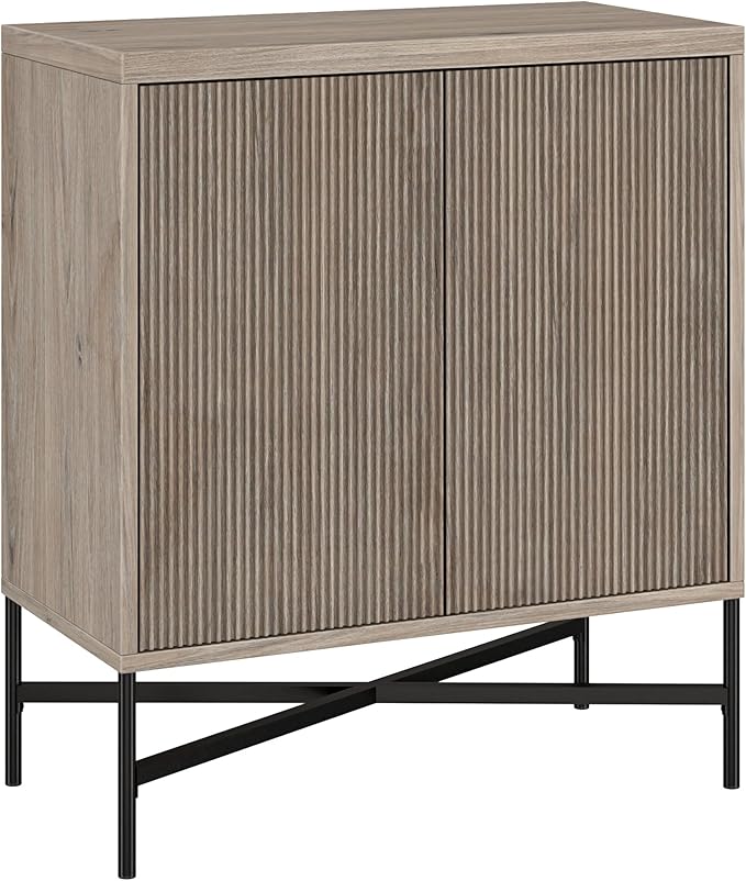 Henn&Hart 28" Wide Rectangular Accent Cabinet in Antiqued Gray Oak, for Home, Living Room, Bedroom, Entertainment Room, Office