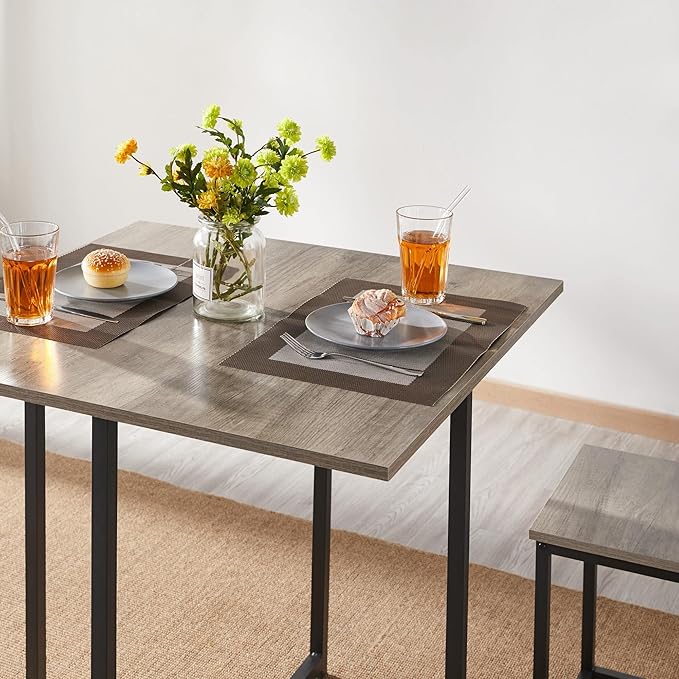 Yaheetech Dining Table Set for 4 Industrial Kitchen Table with 4 Chairs, Space-Saving Design for Apartment, Small Space, Breakfast Nook, Gray