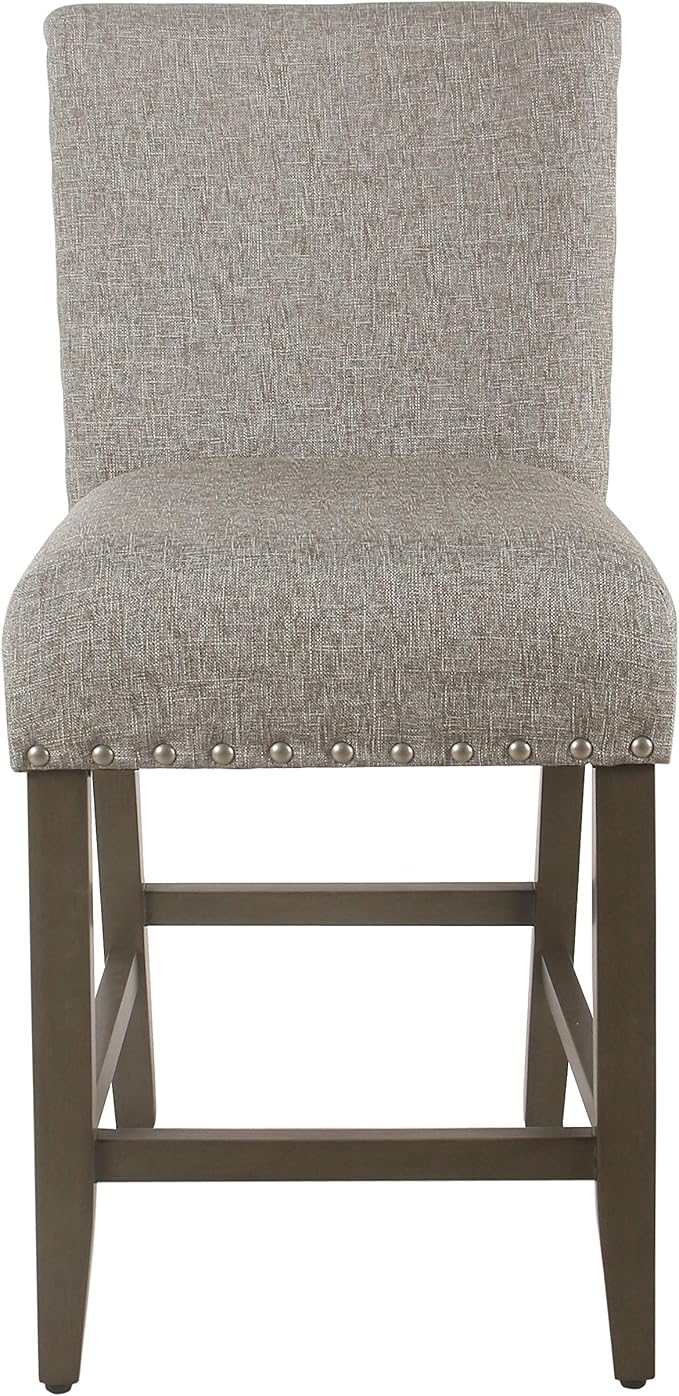 Homepop Home Decor | Backless Nailhead Trim Counter Height Bar Stools | 24 Inch Bar Stools | Decorative Home Furniture (Sterling Gray)